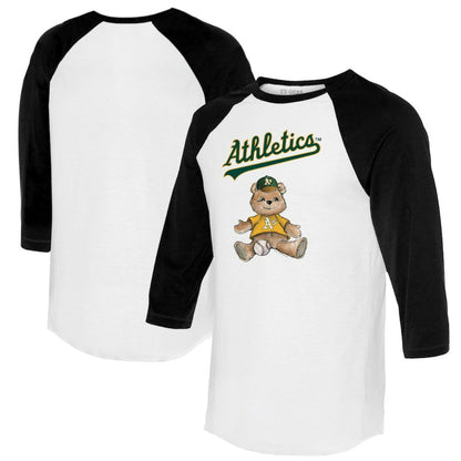Athletics Tiny Turnip Women's Teddy Boy 3/4-Sleeve Raglan T-Shirt - White/Black
