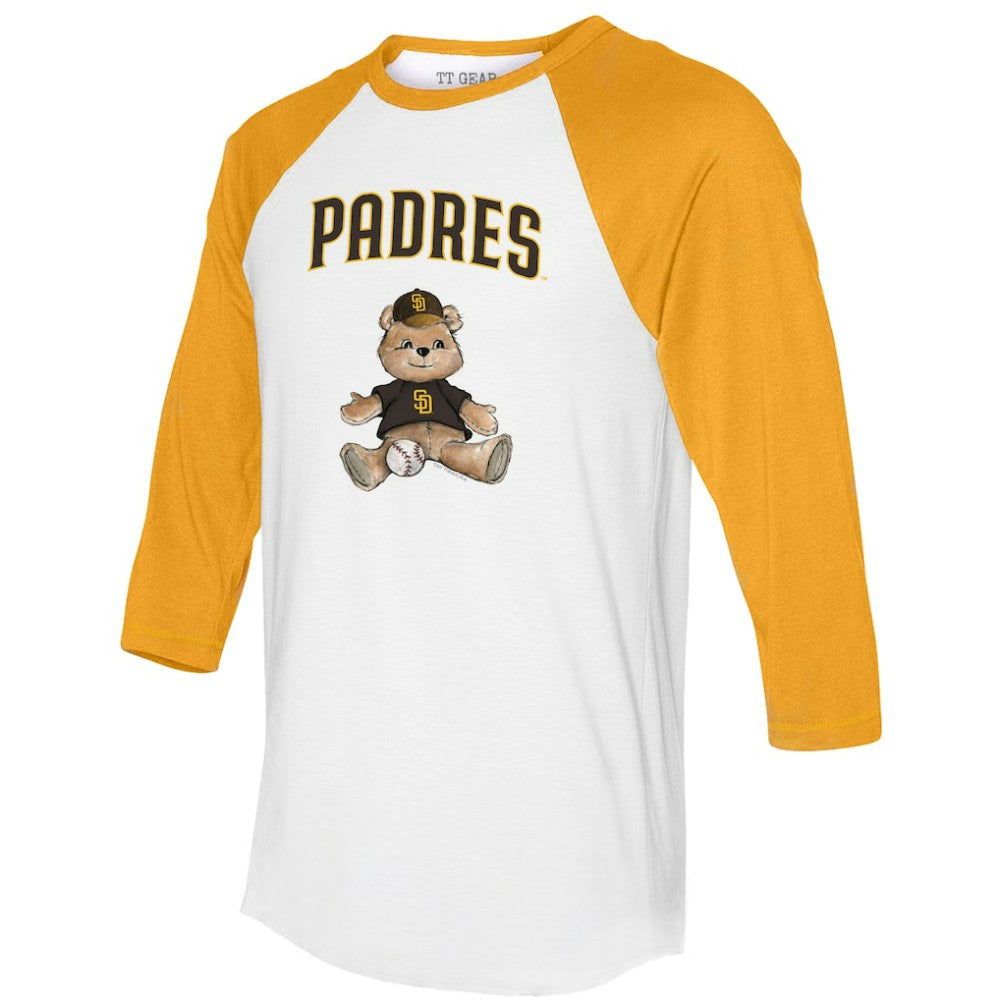 San Diego Padres Tiny Turnip Women's Teddy Boy 3/4-Sleeve Raglan T-Shirt - White/Gold