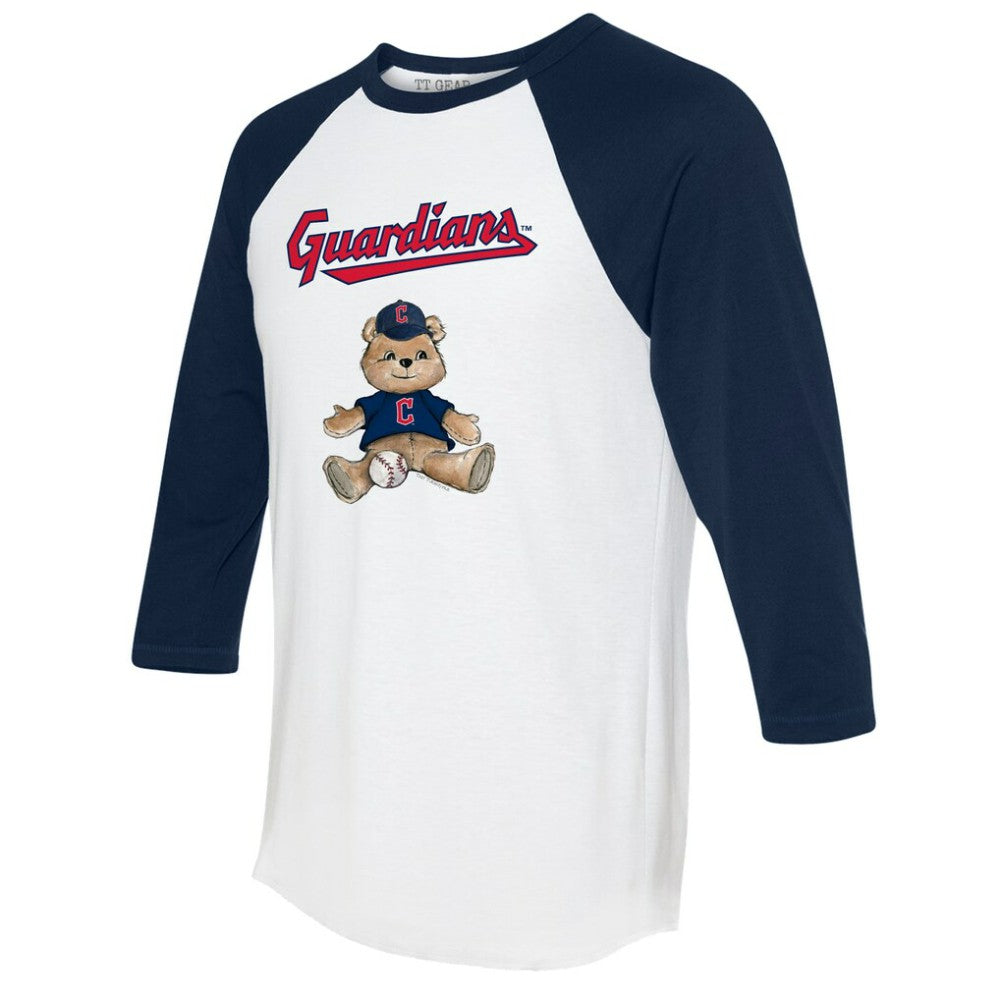 Cleveland Guardians Tiny Turnip Women's Teddy Boy 3/4-Sleeve Raglan T-Shirt - White/Navy