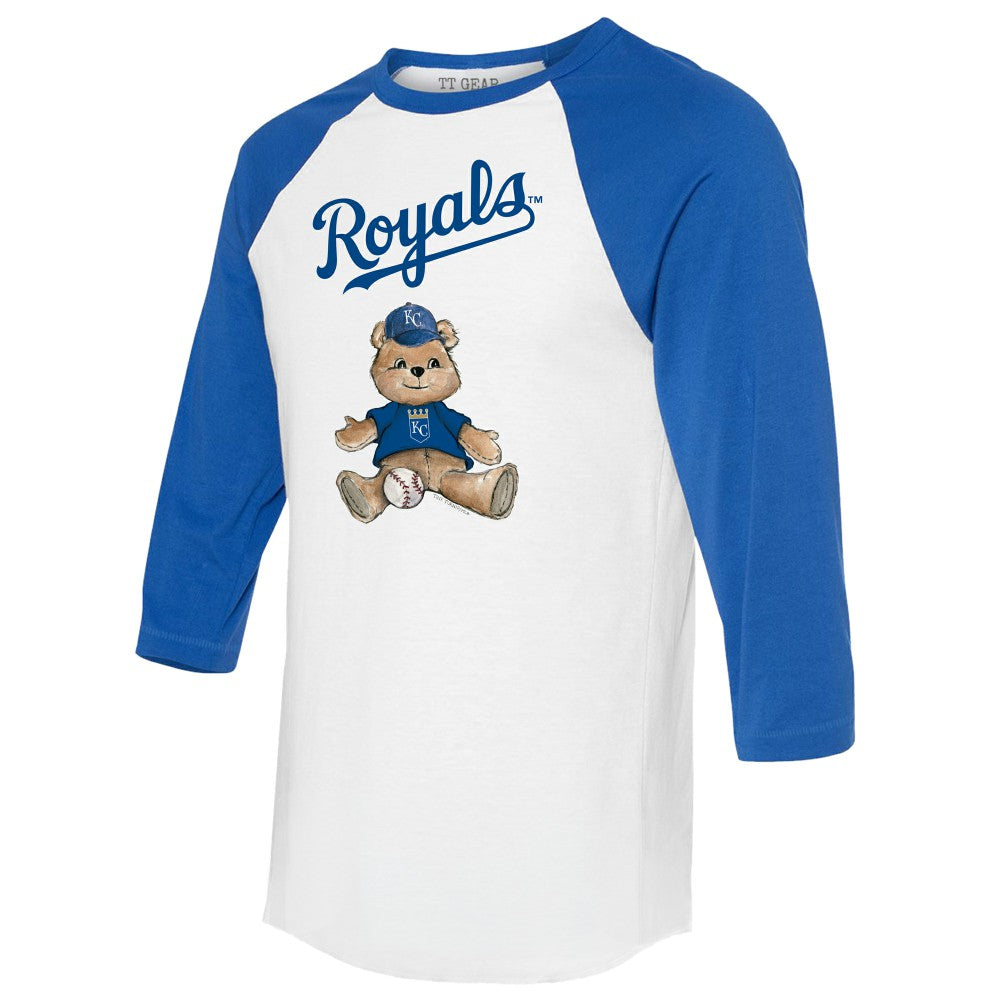 Kansas City Royals Tiny Turnip Women's Teddy Boy 3/4-Sleeve Raglan T-Shirt - White/Royal