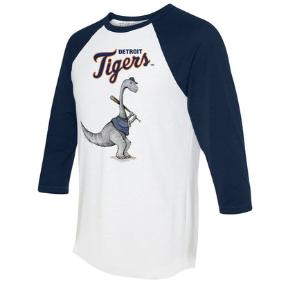 Detroit Tigers Tiny Turnip Women's Bronto 3/4-Sleeve Raglan T-Shirt - White/Navy