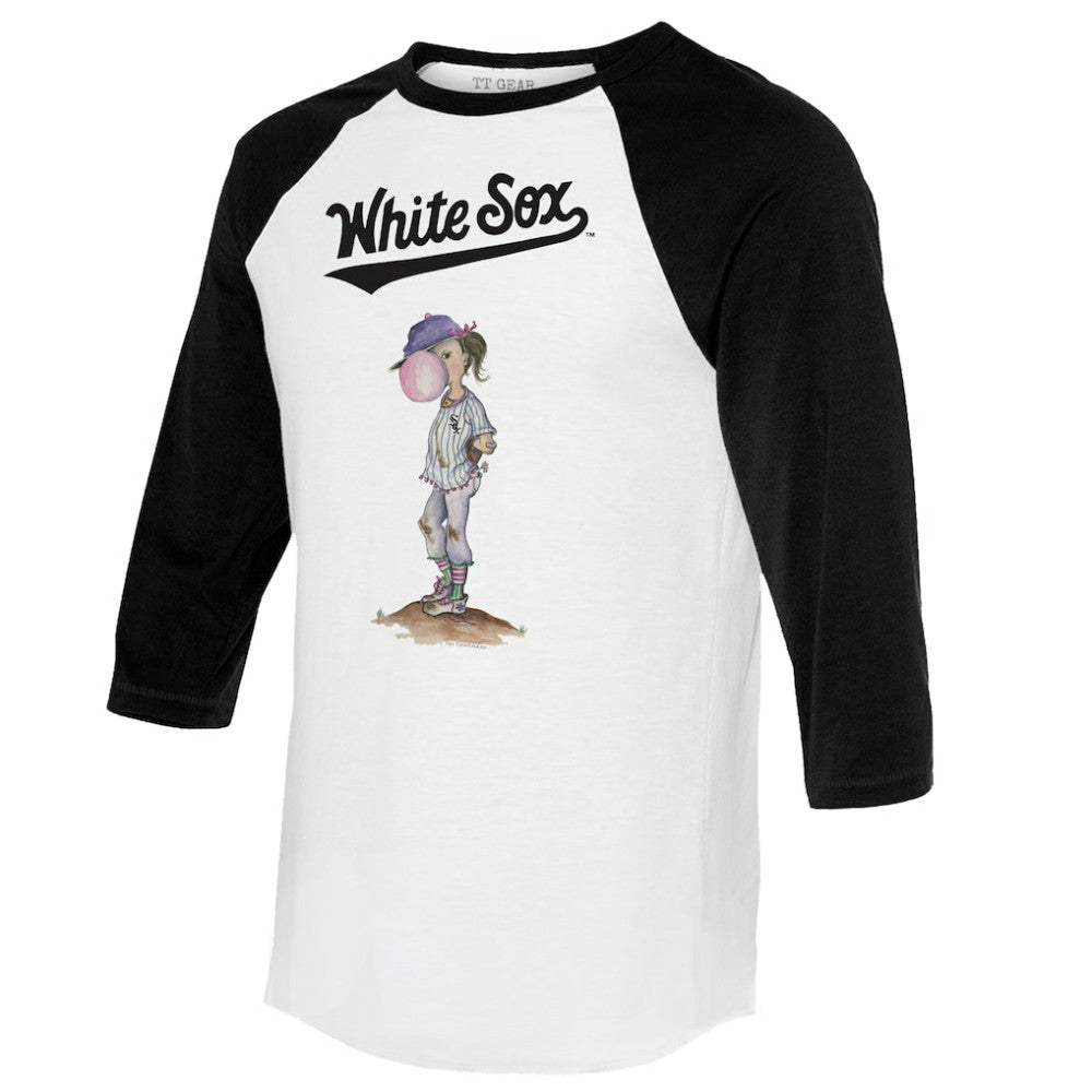 Chicago White Sox Tiny Turnip Women's Bubbles 3/4-Sleeve Raglan T-Shirt - White/Black
