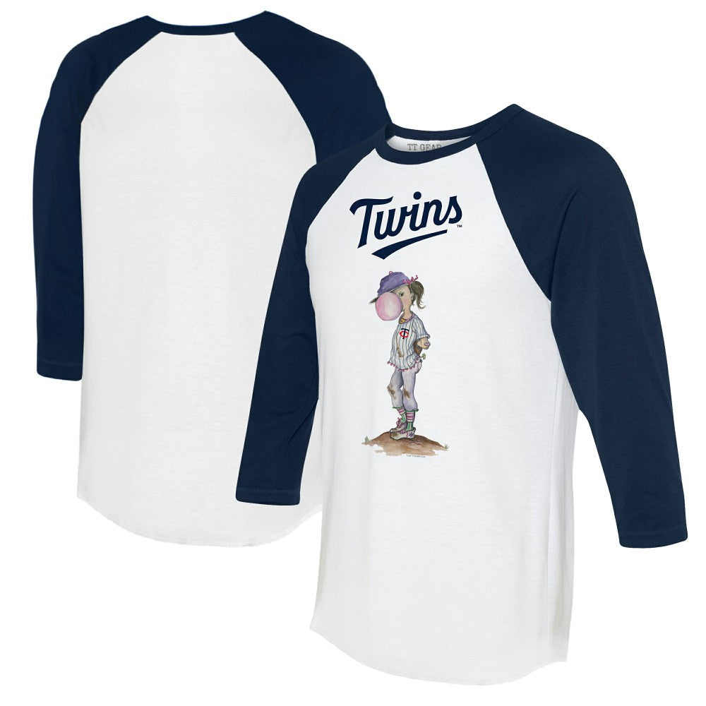 Minnesota Twins Tiny Turnip Women's Bubbles 3/4-Sleeve Raglan T-Shirt - White/Navy
