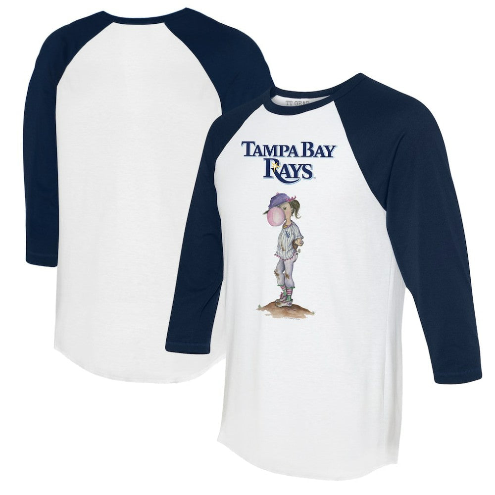 Tampa Bay Rays Tiny Turnip Women's Bubbles 3/4-Sleeve Raglan T-Shirt - White/Navy