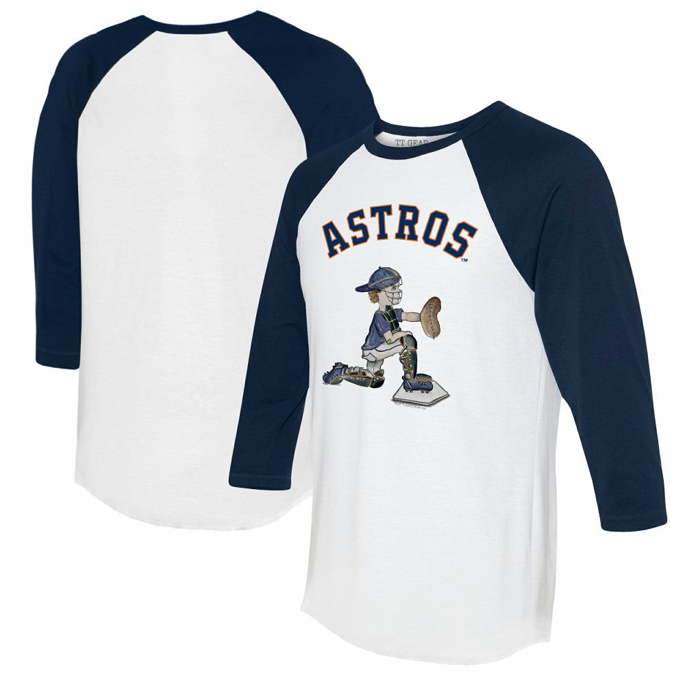 Houston Astros Tiny Turnip Women's Caleb 3/4-Sleeve Raglan T-Shirt - White/Navy