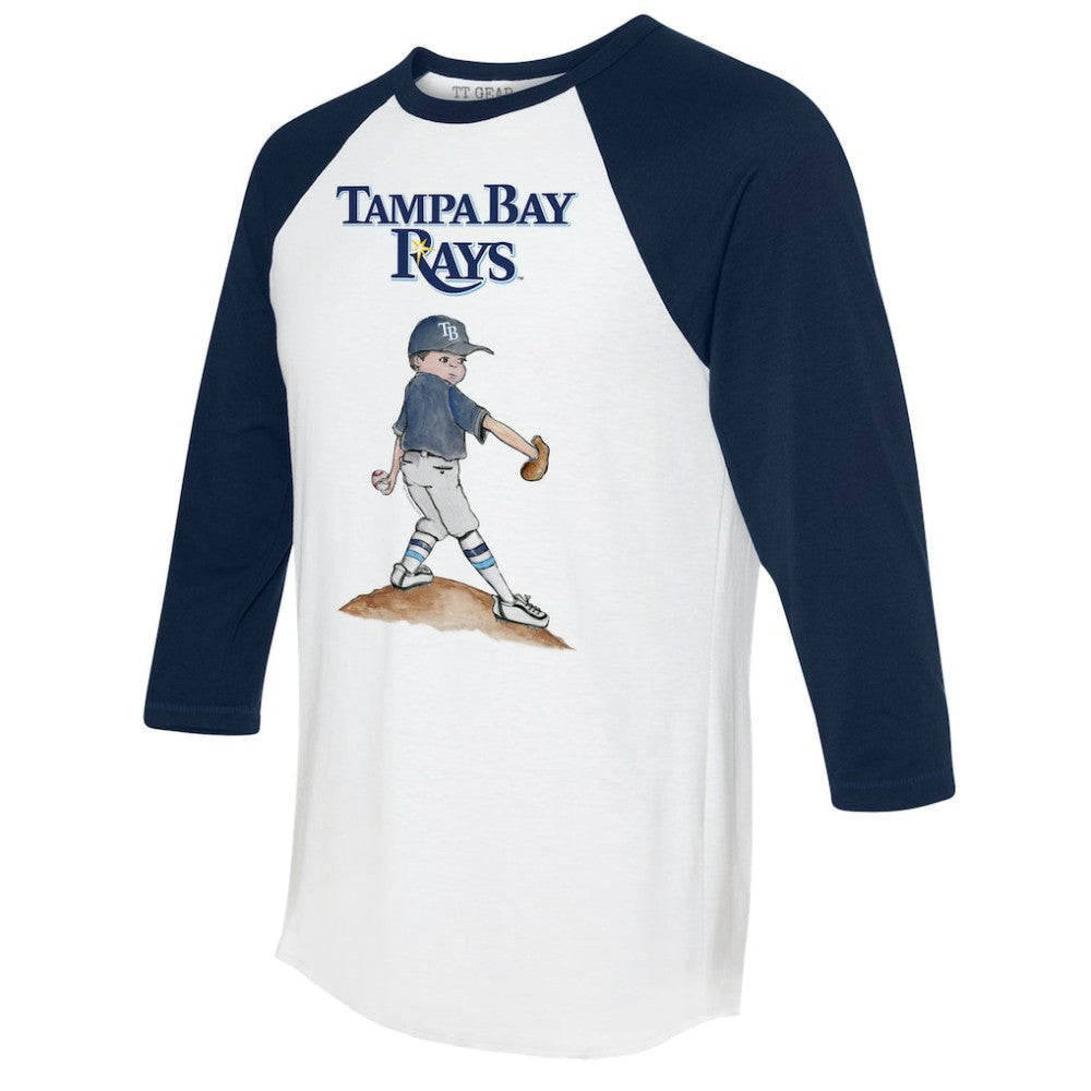 Tampa Bay Rays Tiny Turnip Women's Clemente 3/4-Sleeve Raglan T-Shirt - White/Navy