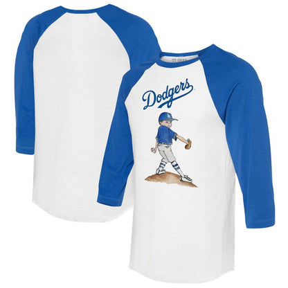 Los Angeles Dodgers Tiny Turnip Women's Clemente 3/4-Sleeve Raglan T-Shirt - White/Royal