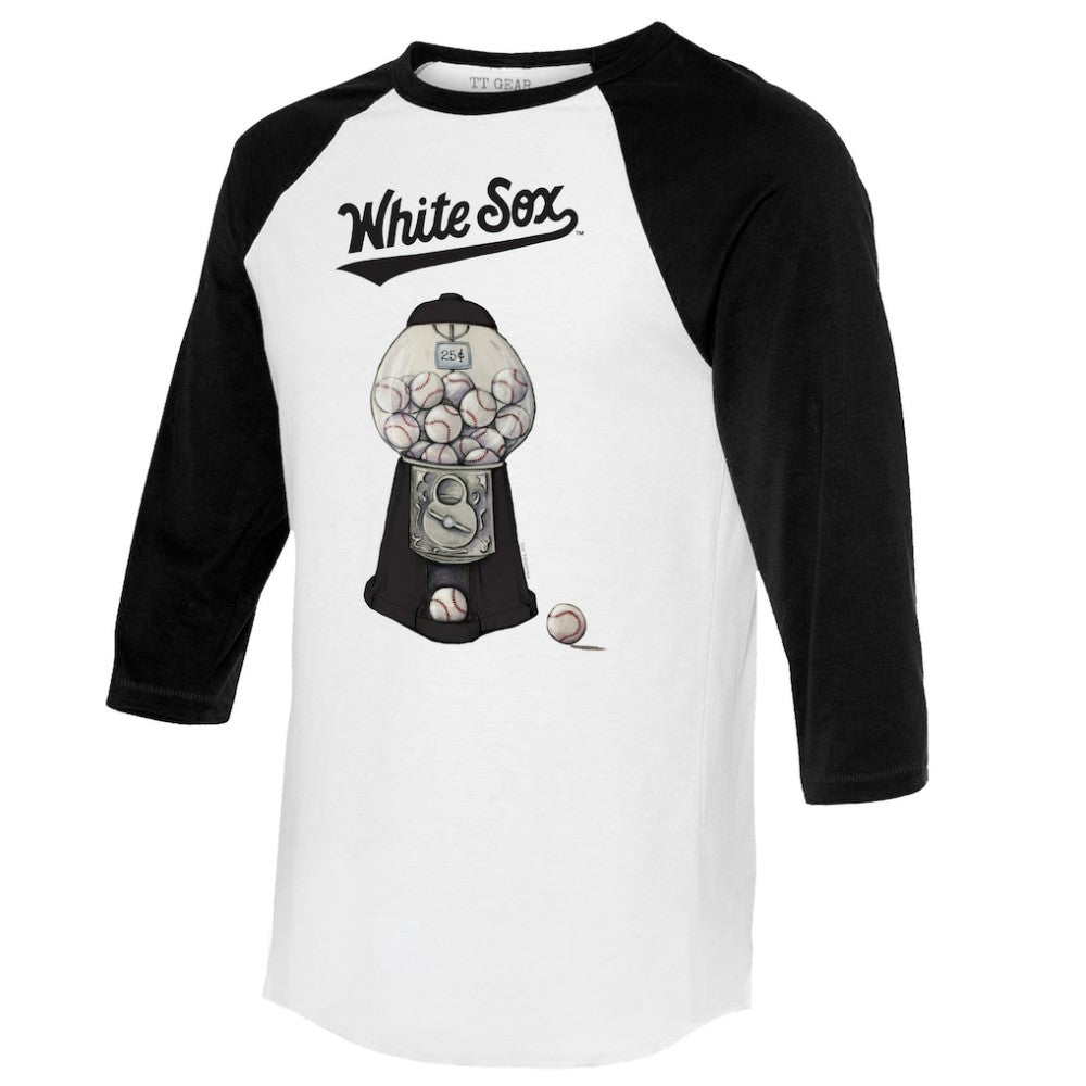 Chicago White Sox Tiny Turnip Women's Gumball Machine 3/4-Sleeve Raglan T-Shirt - White/Black