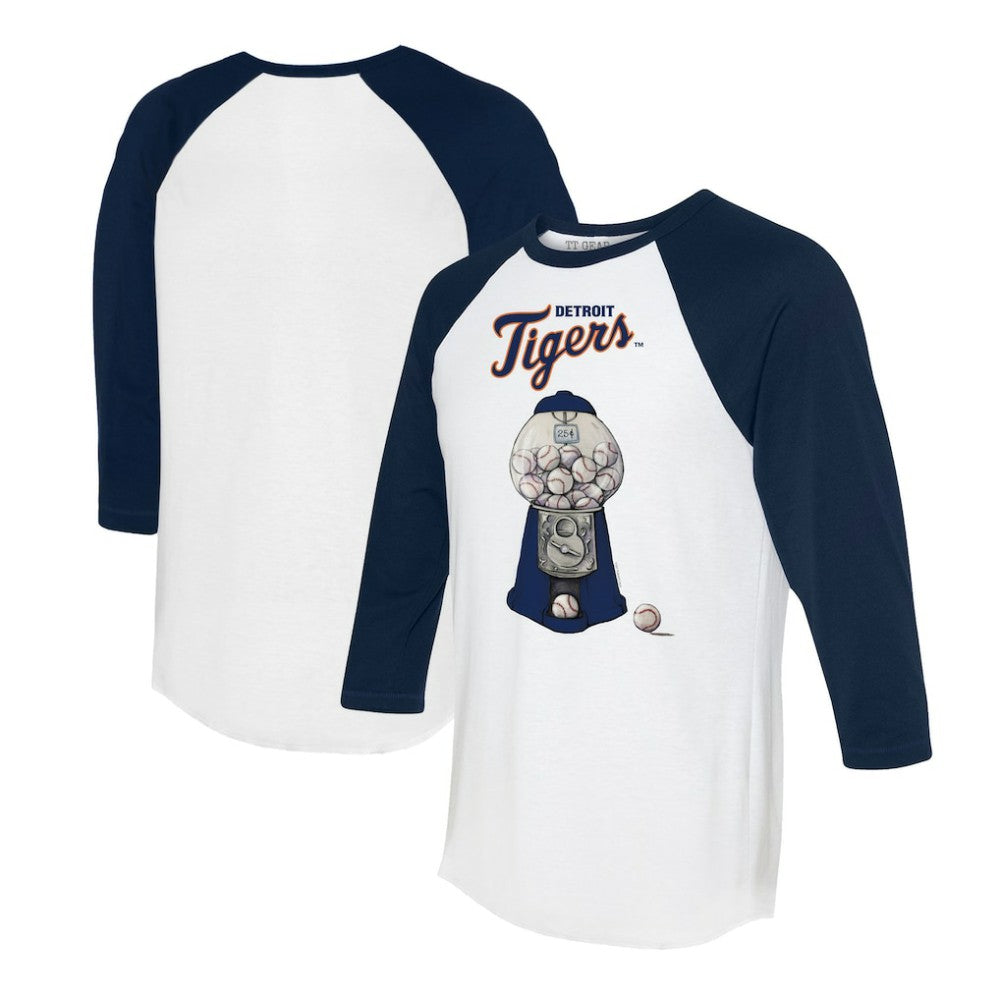 Detroit Tigers Tiny Turnip Women's Gumball Machine 3/4-Sleeve Raglan T-Shirt - White/Navy
