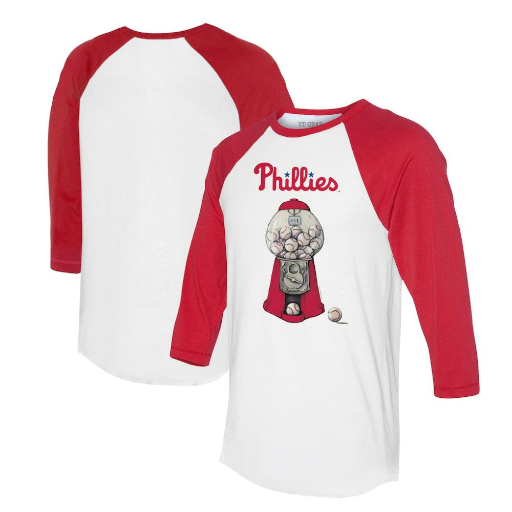 Philadelphia Phillies Tiny Turnip Women's Gumball Machine 3/4-Sleeve Raglan T-Shirt - White/Red