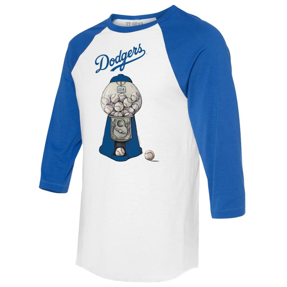 Los Angeles Dodgers Tiny Turnip Women's Gumball Machine 3/4-Sleeve Raglan T-Shirt - White/Royal