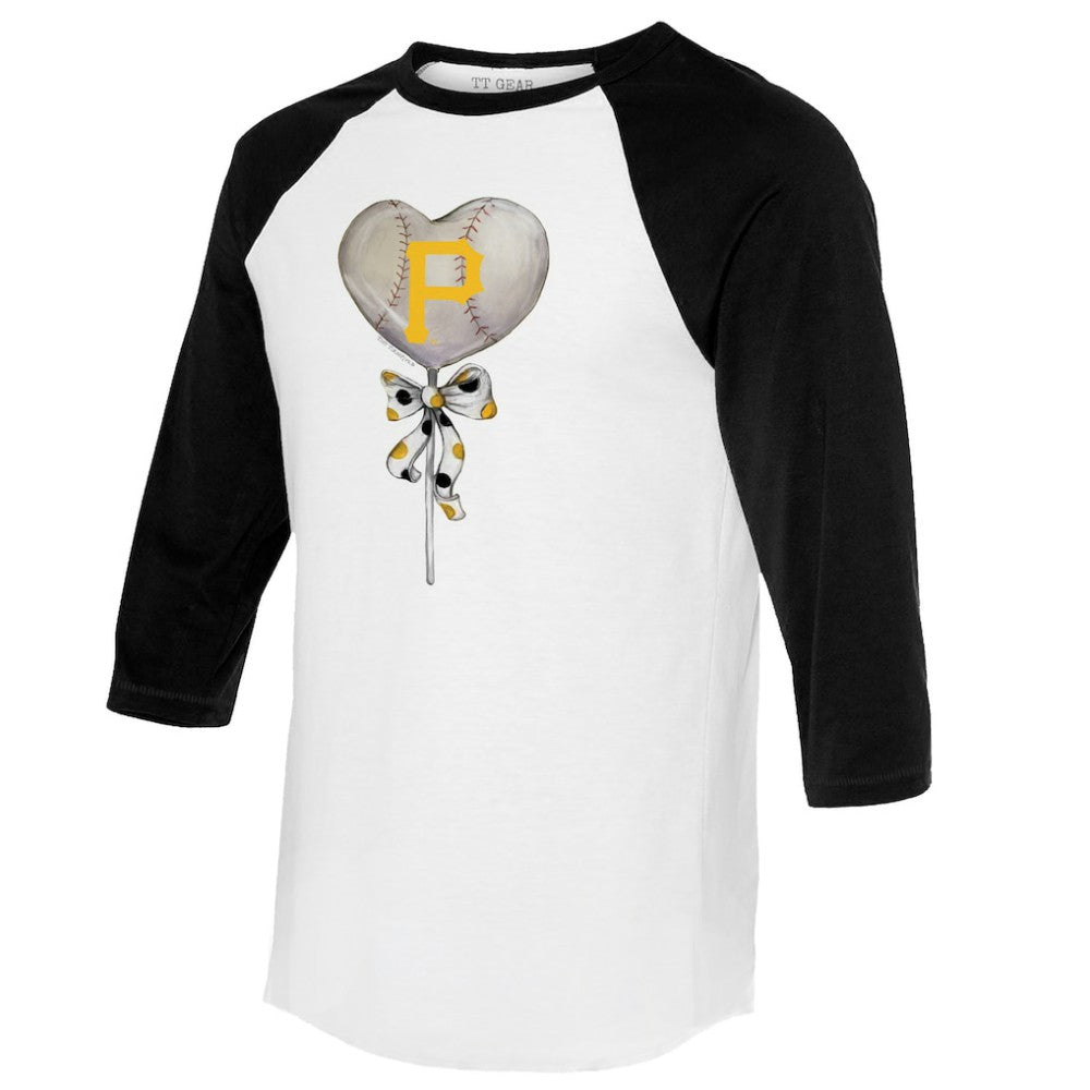 Pittsburgh Pirates Tiny Turnip Women's Heart Lolly 3/4-Sleeve Raglan T-Shirt - White/Black