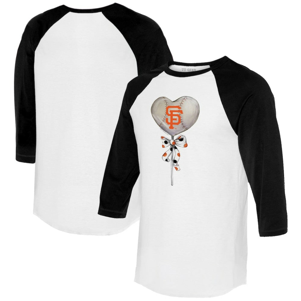 San Francisco Giants Tiny Turnip Women's Heart Lolly 3/4-Sleeve Raglan T-Shirt - White/Black