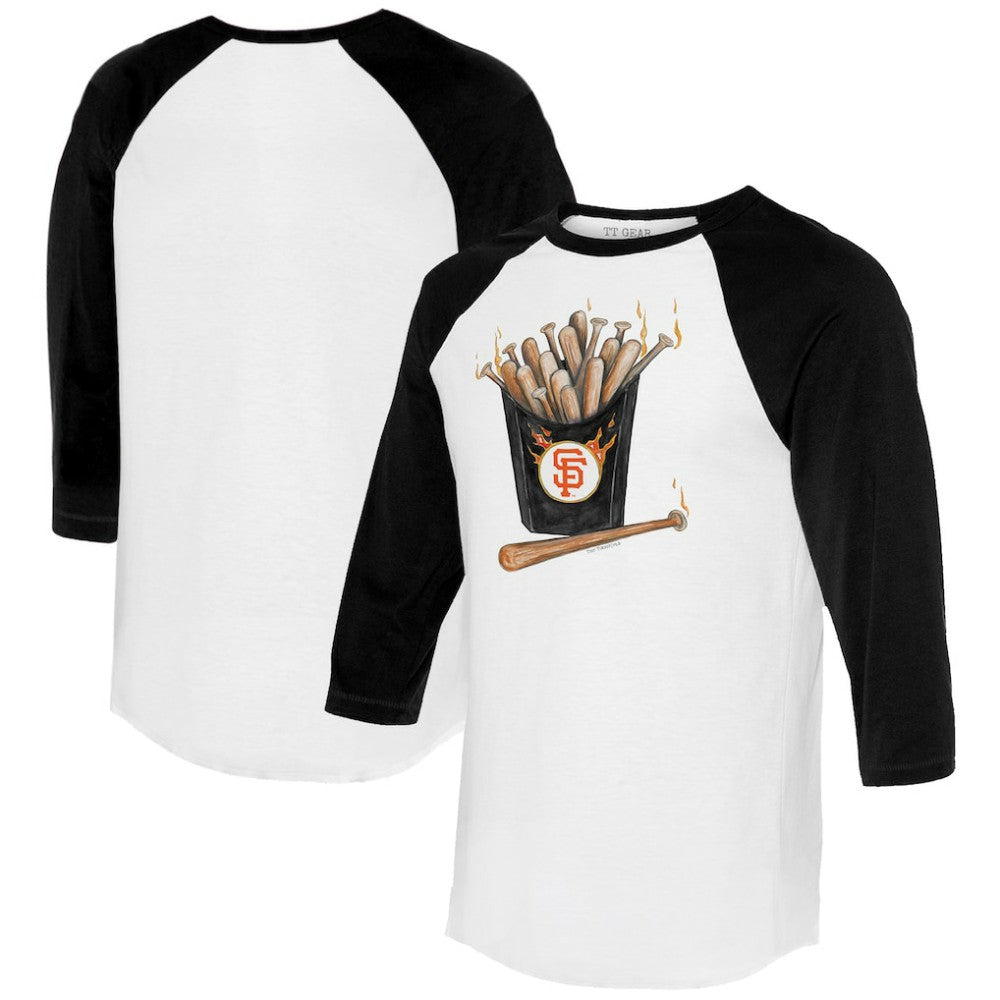 San Francisco Giants Tiny Turnip Women's Hot Bats 3/4-Sleeve Raglan T-Shirt - White/Black