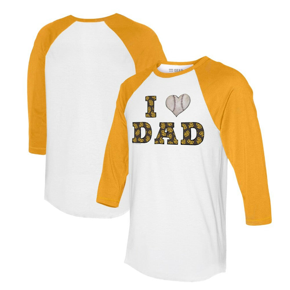 San Diego Padres Tiny Turnip Women's I Love Dad 3/4-Sleeve Raglan T-Shirt - White/Gold