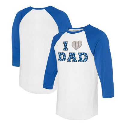 Los Angeles Dodgers Tiny Turnip Women's I Love Dad 3/4-Sleeve Raglan T-Shirt - White/Royal