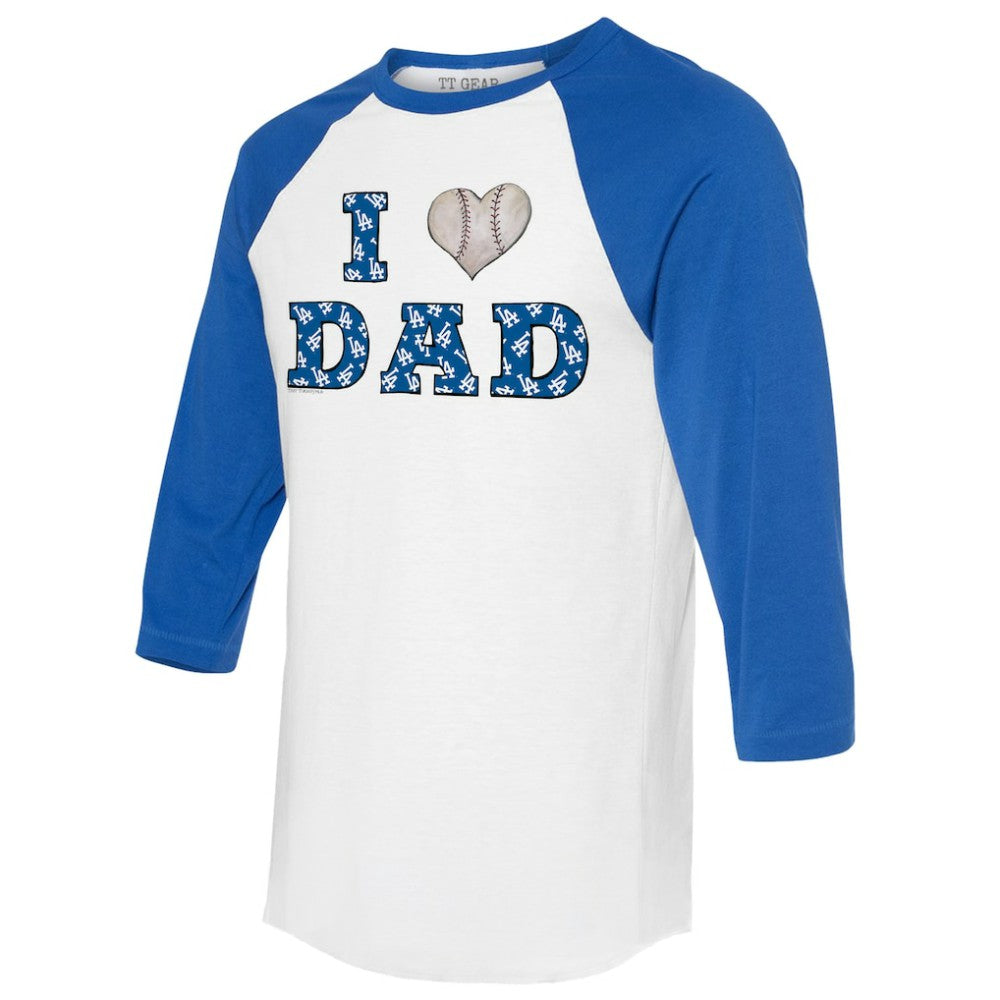 Los Angeles Dodgers Tiny Turnip Women's I Love Dad 3/4-Sleeve Raglan T-Shirt - White/Royal