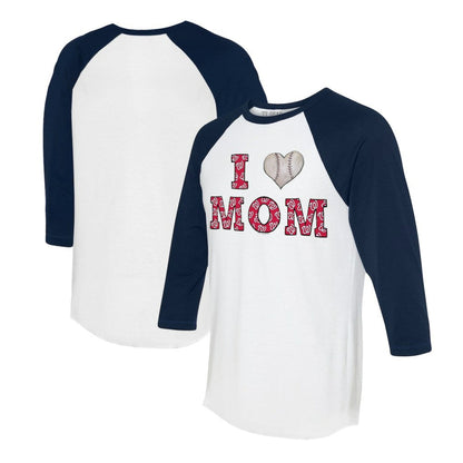 Washington Nationals Tiny Turnip Women's I Love Mom 3/4-Sleeve Raglan T-Shirt - White/Navy