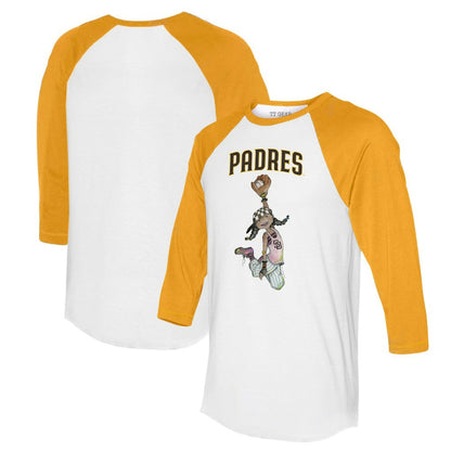 San Diego Padres Tiny Turnip Women's Jada 3/4-Sleeve Raglan T-Shirt - White/Gold