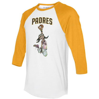 San Diego Padres Tiny Turnip Women's Jada 3/4-Sleeve Raglan T-Shirt - White/Gold