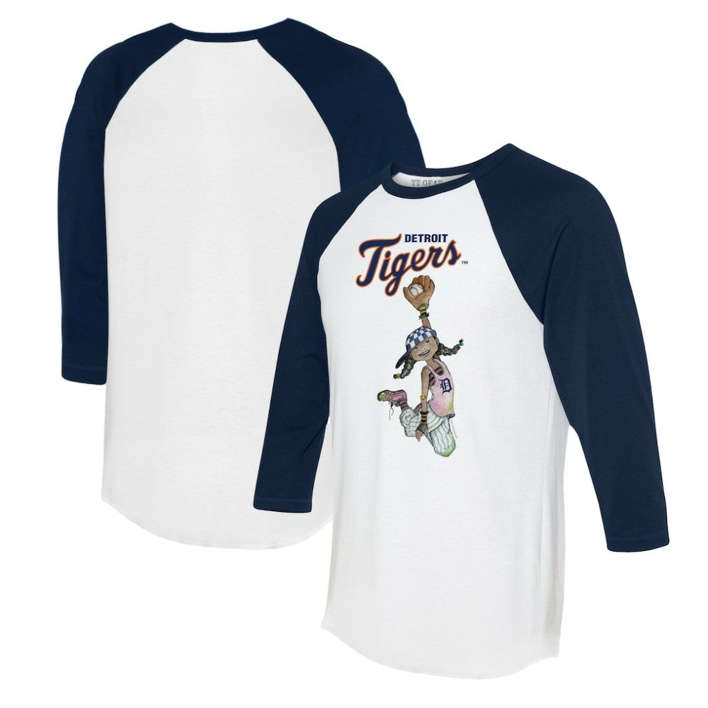 Detroit Tigers Tiny Turnip Women's Jada 3/4-Sleeve Raglan T-Shirt - White/Navy