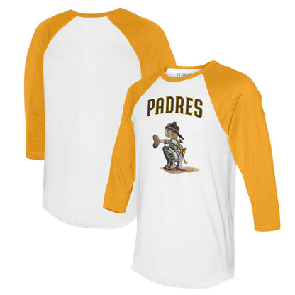 San Diego Padres Tiny Turnip Women's Kate 3/4-Sleeve Raglan T-Shirt - White/Gold