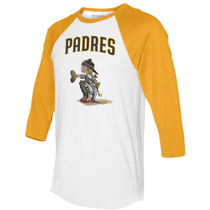 San Diego Padres Tiny Turnip Women's Kate 3/4-Sleeve Raglan T-Shirt - White/Gold