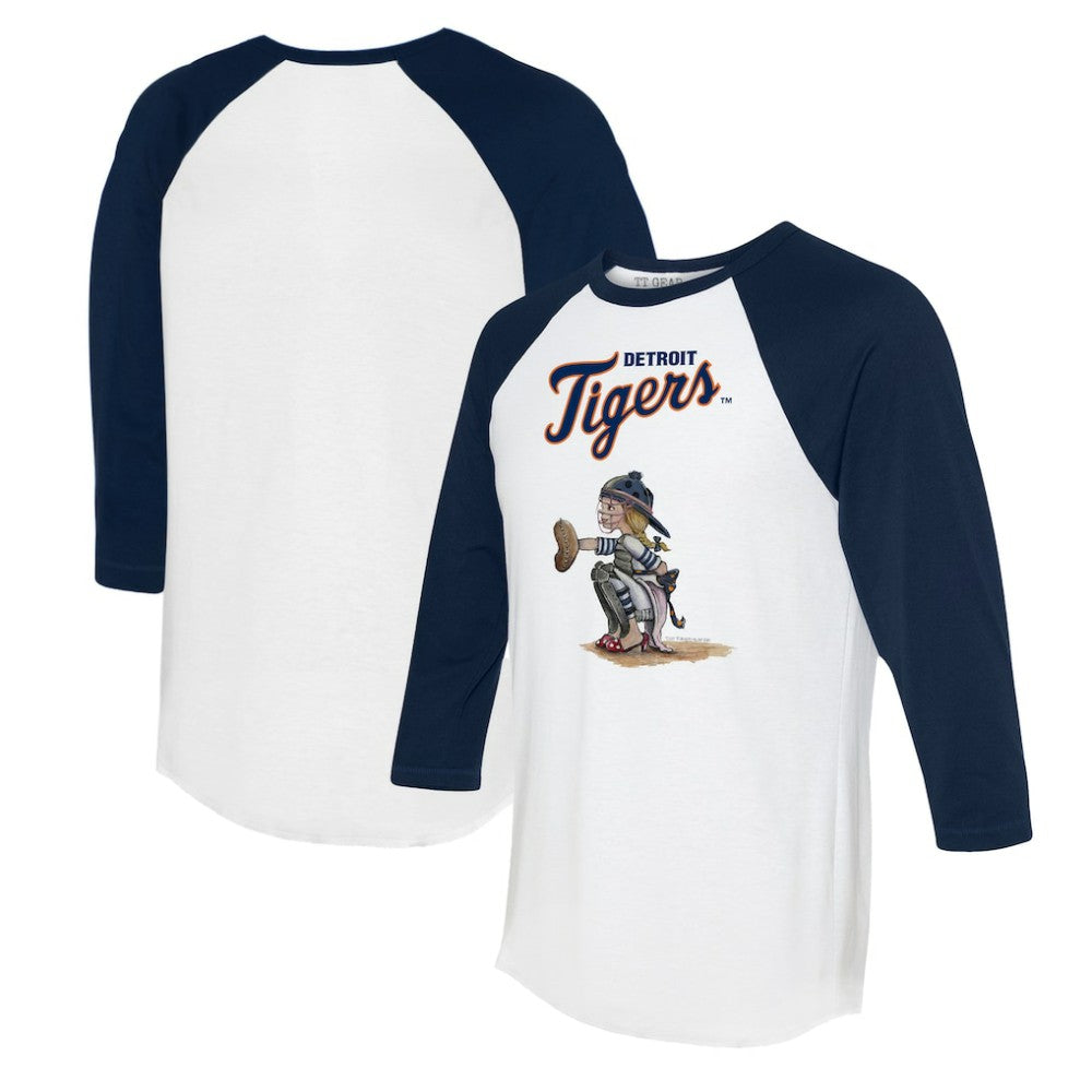 Detroit Tigers Tiny Turnip Women's Kate 3/4-Sleeve Raglan T-Shirt - White/Navy