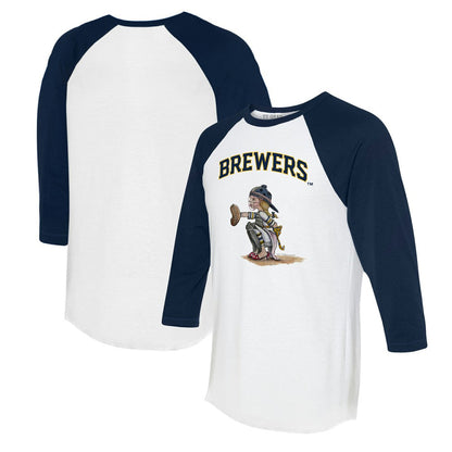 Milwaukee Brewers Tiny Turnip Women's Kate 3/4-Sleeve Raglan T-Shirt - White/Navy