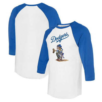Los Angeles Dodgers Tiny Turnip Women's Kate 3/4-Sleeve Raglan T-Shirt - White/Royal