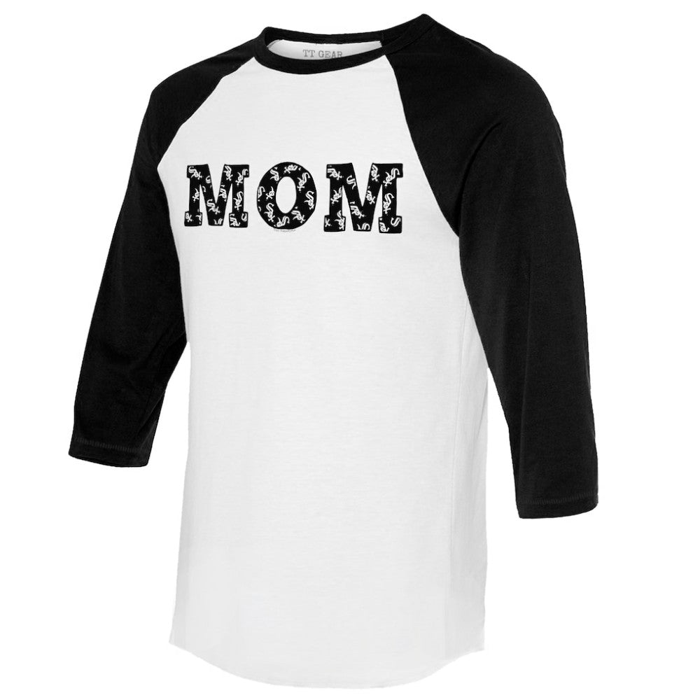 Chicago White Sox Tiny Turnip Women's Logo Mom 3/4-Sleeve Raglan T-Shirt - White/Black