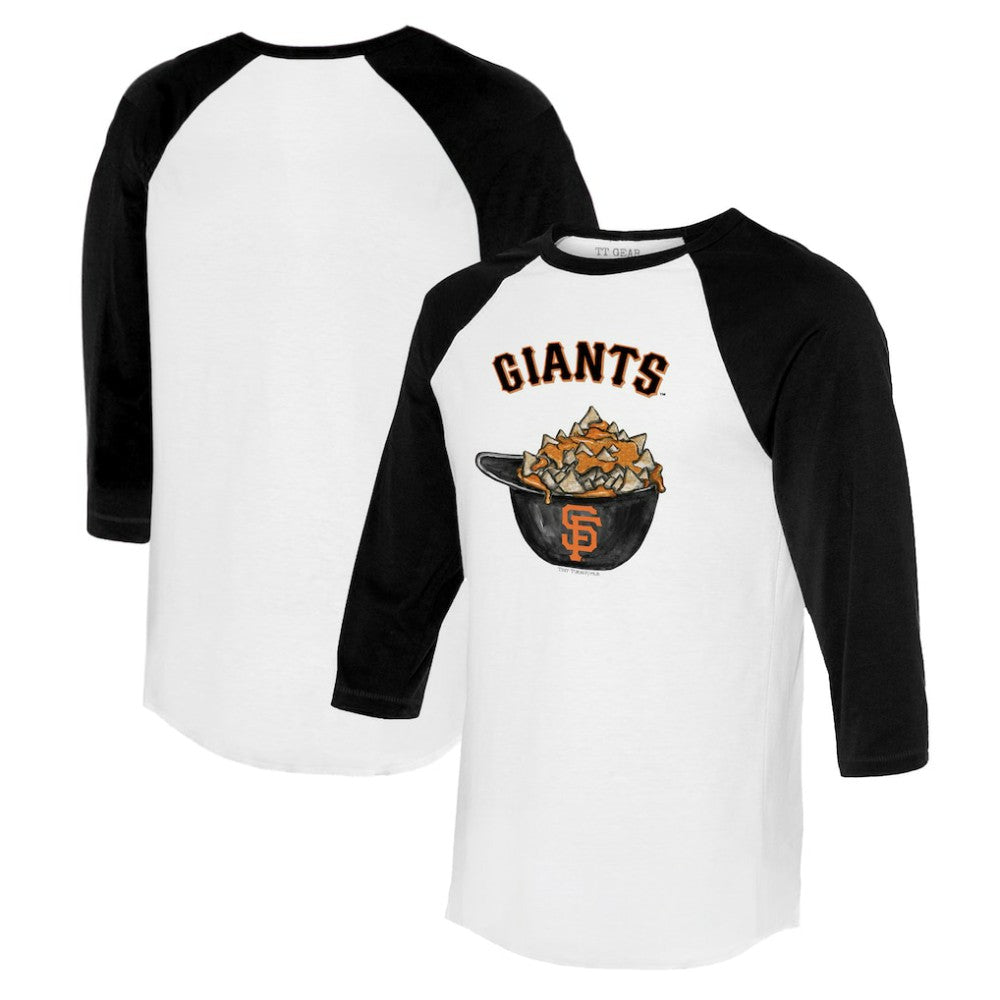 San Francisco Giants Tiny Turnip Women's Nacho Helmet 3/4-Sleeve Raglan T-Shirt - White/Black