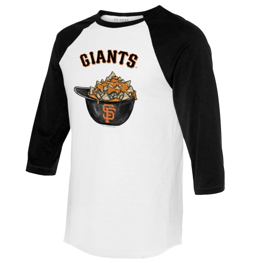 San Francisco Giants Tiny Turnip Women's Nacho Helmet 3/4-Sleeve Raglan T-Shirt - White/Black