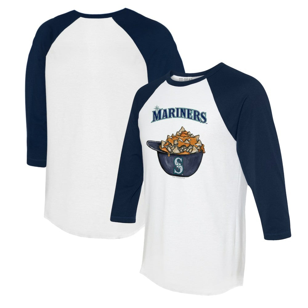 Seattle Mariners Tiny Turnip Women's Nacho Helmet 3/4-Sleeve Raglan T-Shirt - White/Navy