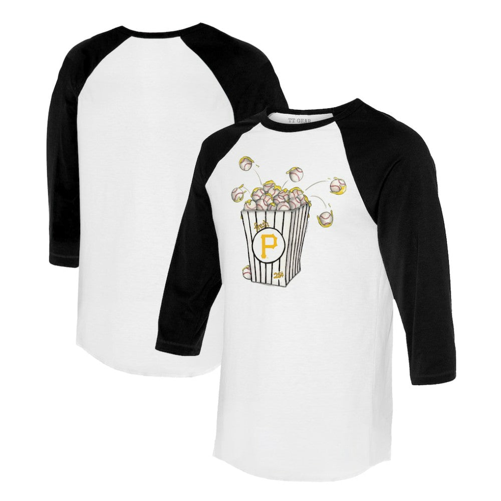 Pittsburgh Pirates Tiny Turnip Women's Popcorn 3/4-Sleeve Raglan T-Shirt - White/Black
