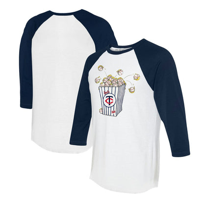 Minnesota Twins Tiny Turnip Women's Popcorn 3/4-Sleeve Raglan T-Shirt - White/Navy