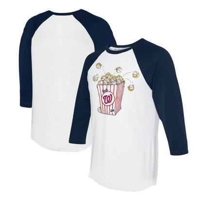 Washington Nationals Tiny Turnip Women's Popcorn 3/4-Sleeve Raglan T-Shirt - White/Navy