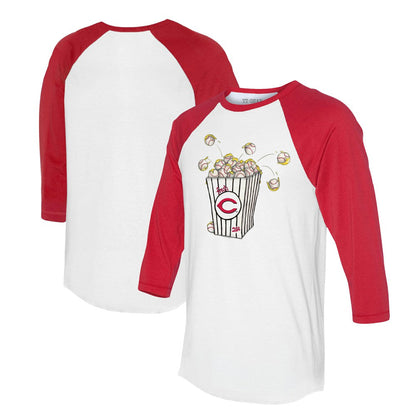 Cincinnati Reds Tiny Turnip Women's Popcorn 3/4-Sleeve Raglan T-Shirt - White/Red