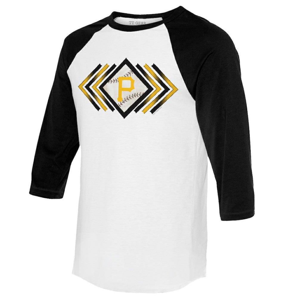 Pittsburgh Pirates Tiny Turnip Women's Prism Arrows 3/4-Sleeve Raglan T-Shirt - White