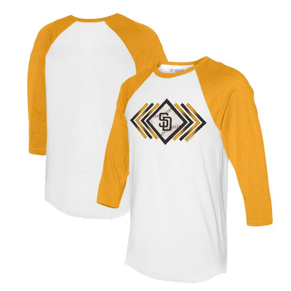 San Diego Padres Tiny Turnip Women's Prism Arrows 3/4-Sleeve Raglan T-Shirt - White