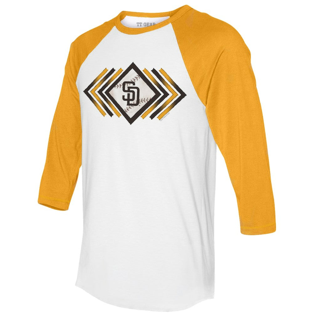 San Diego Padres Tiny Turnip Women's Prism Arrows 3/4-Sleeve Raglan T-Shirt - White