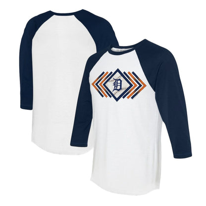 Detroit Tigers Tiny Turnip Women's Prism Arrows 3/4-Sleeve Raglan T-Shirt - White
