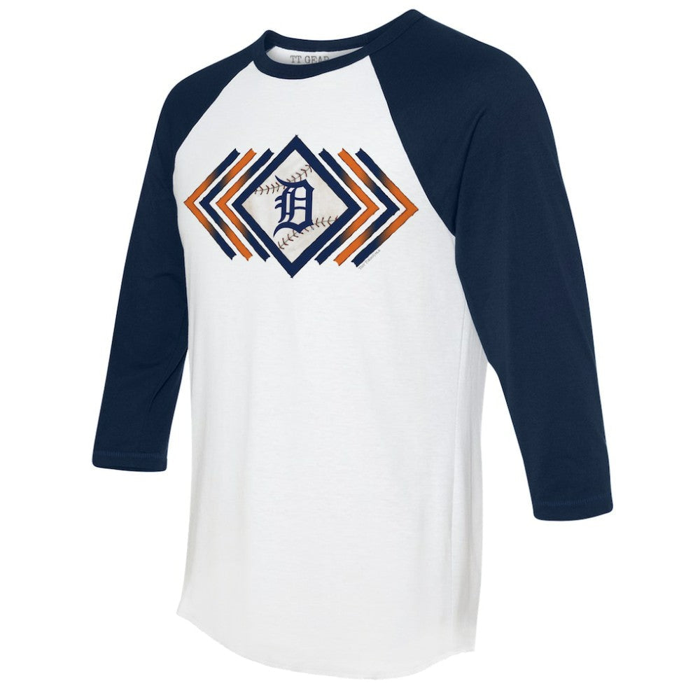 Detroit Tigers Tiny Turnip Women's Prism Arrows 3/4-Sleeve Raglan T-Shirt - White