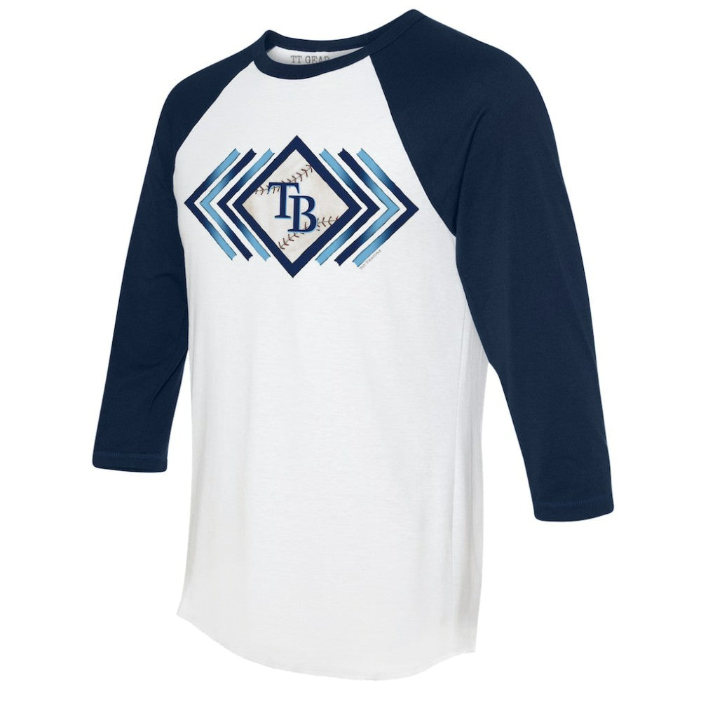 Tampa Bay Rays Tiny Turnip Women's Prism Arrows 3/4-Sleeve Raglan T-Shirt - White