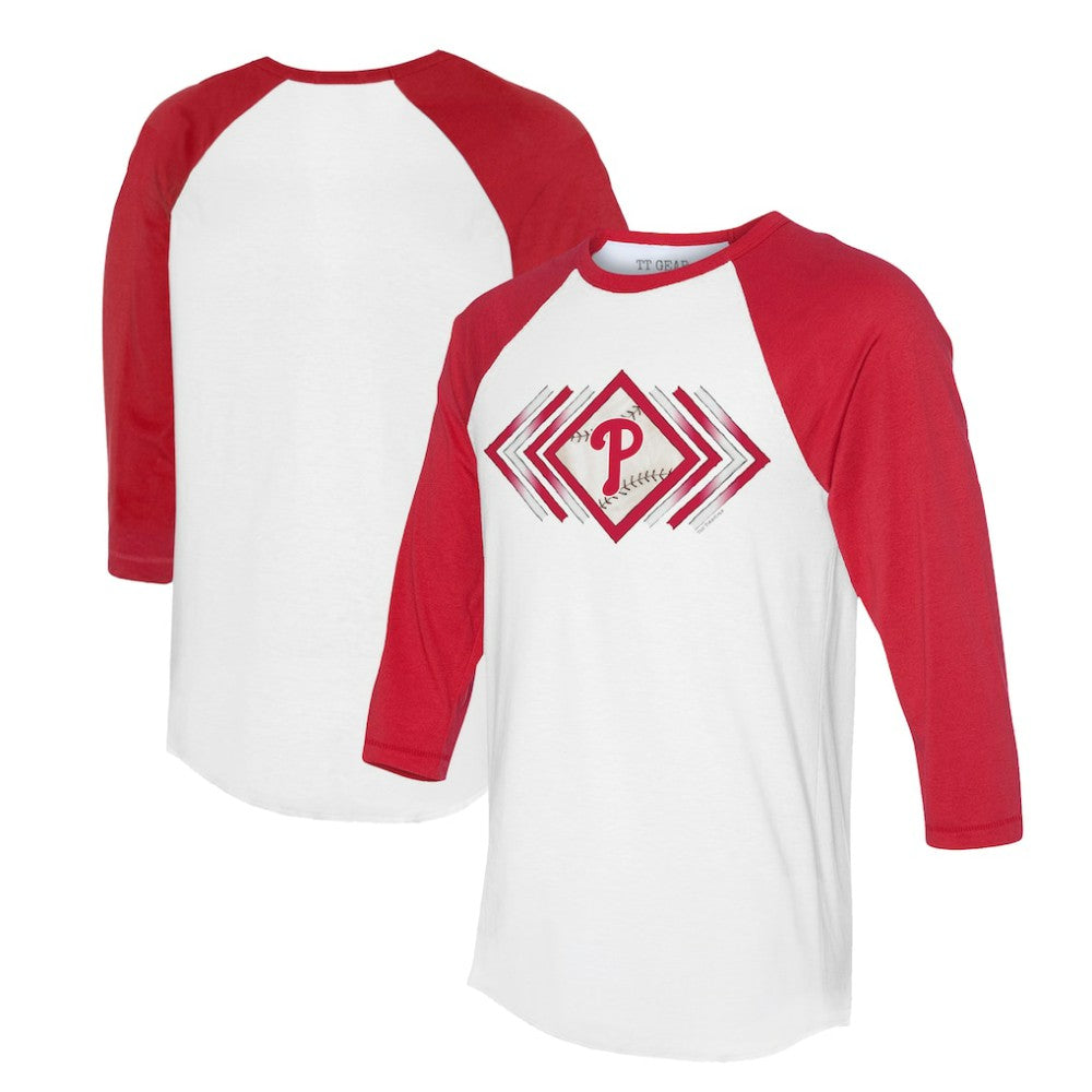 Philadelphia Phillies Tiny Turnip Women's Prism Arrows 3/4-Sleeve Raglan T-Shirt - White