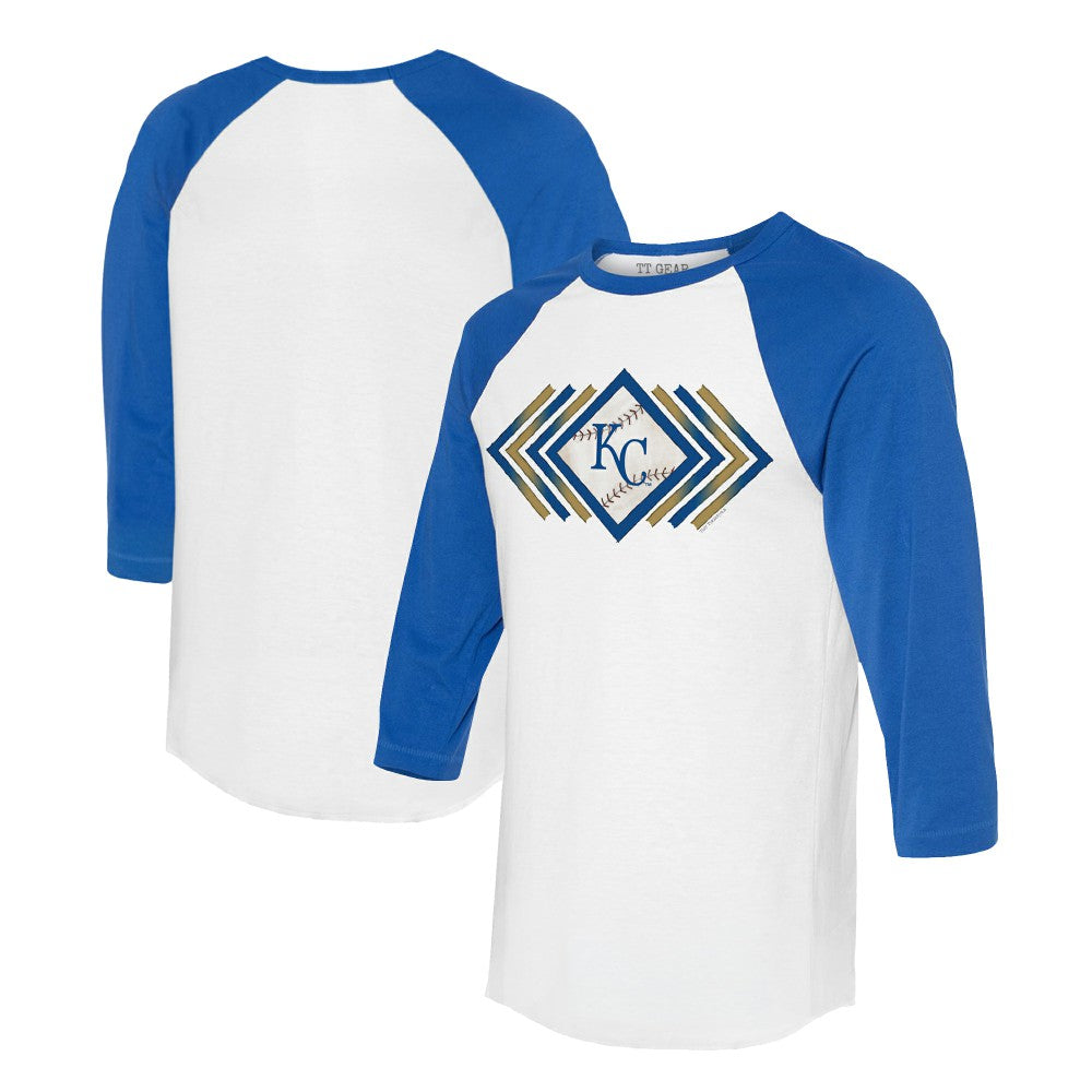 Kansas City Royals Tiny Turnip Women's Prism Arrows 3/4-Sleeve Raglan T-Shirt - White