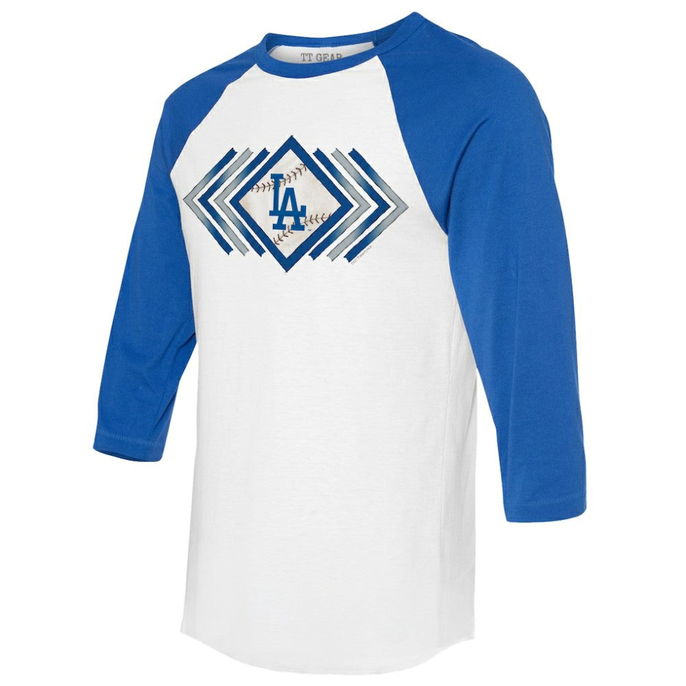 Los Angeles Dodgers Tiny Turnip Women's Prism Arrows 3/4-Sleeve Raglan T-Shirt - White