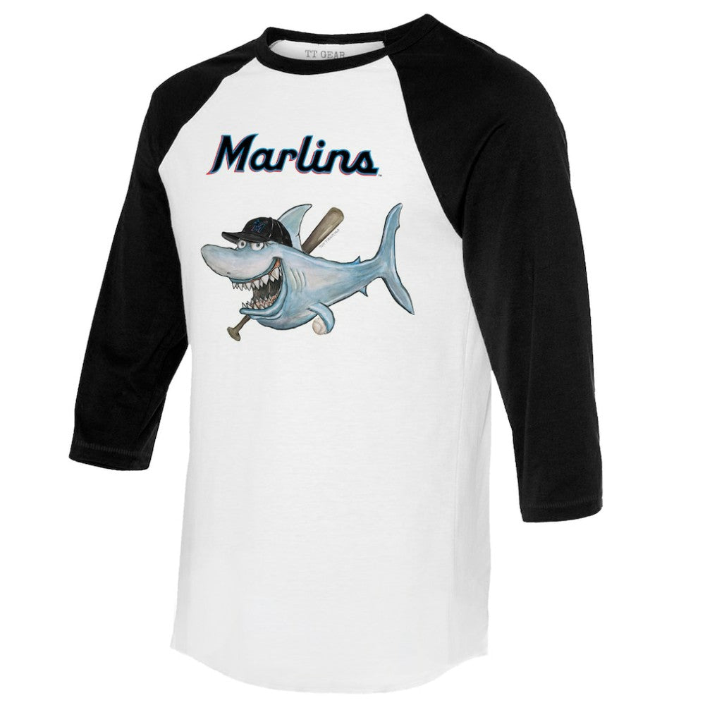 Miami Marlins Tiny Turnip Women's Shark 3/4-Sleeve Raglan T-Shirt - White/Black