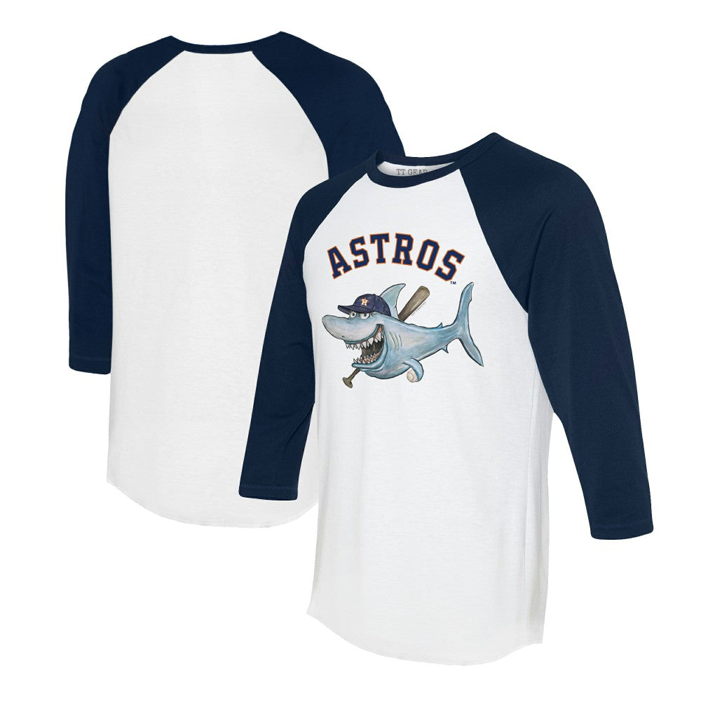 Houston Astros Tiny Turnip Women's Shark 3/4-Sleeve Raglan T-Shirt - White/Navy