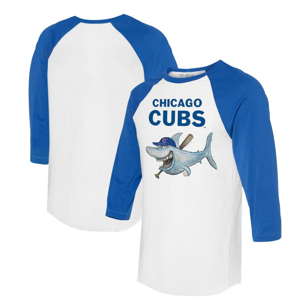 Chicago Cubs Tiny Turnip Women's Shark 3/4-Sleeve Raglan T-Shirt - White/Royal